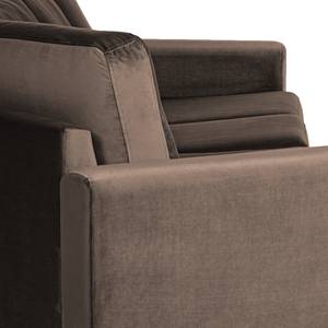 Ecksofa Sauvo Samt Ravi: Braun - Longchair davorstehend links