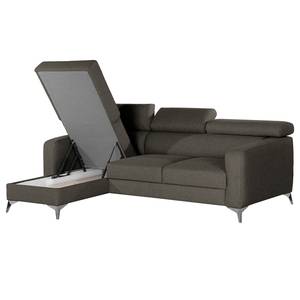 Hoekbank Nonza met chaise longue geweven stof - Geweven stof Voer: Antracietkleurig - Longchair vooraanzicht links