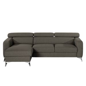 Ecksofa Nonza mit Longchair Webstoff Voer: Anthrazit - Longchair davorstehend links