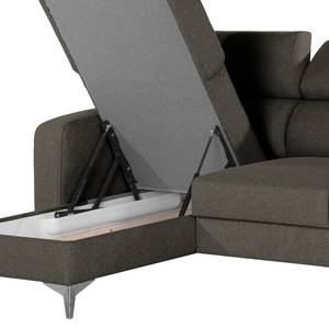 Hoekbank Nonza met chaise longue geweven stof - Geweven stof Voer: Antracietkleurig - Longchair vooraanzicht links