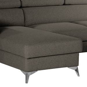 Ecksofa Nonza mit Longchair Webstoff Voer: Anthrazit - Longchair davorstehend links