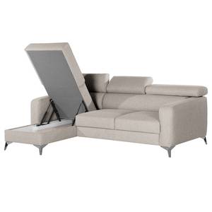 Ecksofa Nonza mit Longchair Webstoff Voer: Hellgrau - Longchair davorstehend links