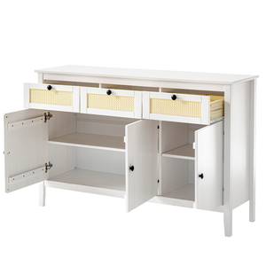 Sideboard Belleria Kiefer massiv / Wiener Geflecht - Weiß