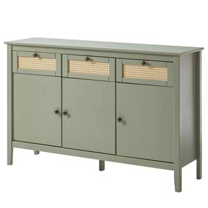 Sideboard Belleria Kiefer massiv / Wiener Geflecht - Helles Olivgrün