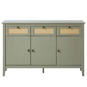 Sideboard Belleria Kiefer massiv / Wiener Geflecht - Helles Olivgrün