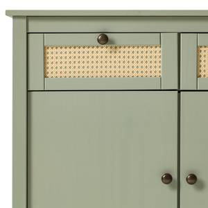 Sideboard Belleria Kiefer massiv / Wiener Geflecht - Helles Olivgrün