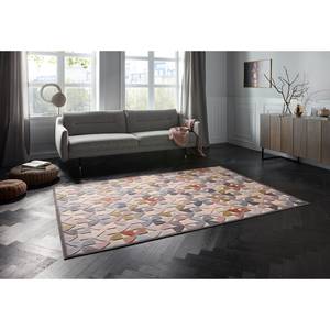 Kurzflorteppich Ailette Viskose - Grau / Creme - 160 x 230 cm