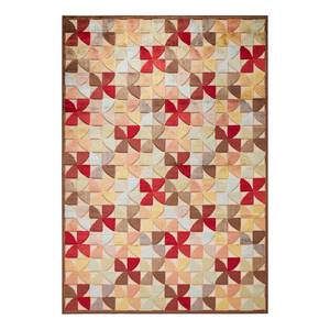 Tapis Ailette Viscose - Marron / Rouge - 160 x 230 cm