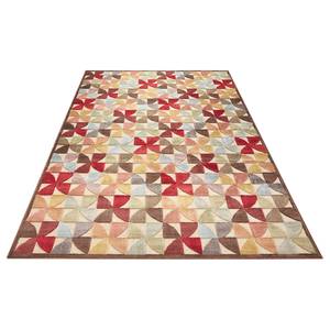 Tapis Ailette Viscose - Marron / Rouge - 160 x 230 cm