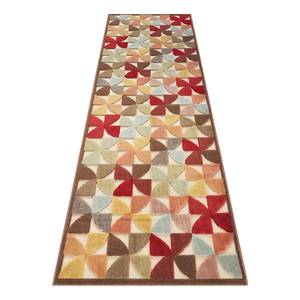 Tapis de couloir Ailette Viscose - Marron / Rouge