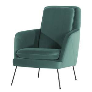 Fauteuil Himos fluweel - Velours Ravi: Petrolkleurig - Beuk