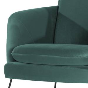 Fauteuil Himos fluweel - Velours Ravi: Petrolkleurig - Beuk