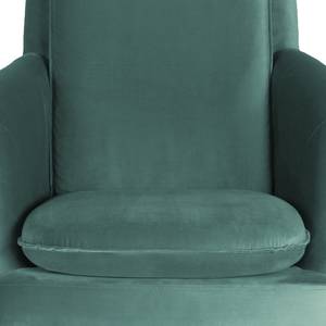 Fauteuil Himos fluweel - Velours Ravi: Petrolkleurig - Beuk