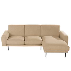 Hoekbank Medan geweven stof - Beige - Longchair vooraanzicht rechts