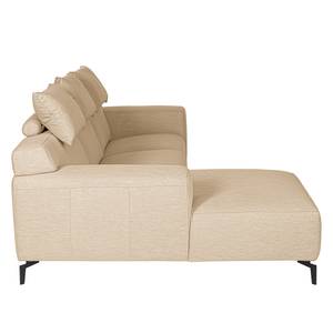 Ecksofa Manot I Webstoff - Beige - Longchair davorstehend links - Keine Funktion