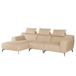 Ecksofa Manot I Webstoff - Beige - Longchair davorstehend links - Sitztiefenverstellung