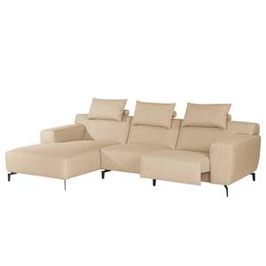 Ecksofa Manot I Webstoff - Beige - Longchair davorstehend links - Sitztiefenverstellung