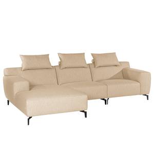 Ecksofa Manot I Webstoff - Beige - Longchair davorstehend links - Sitztiefenverstellung