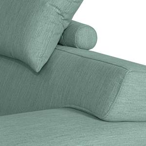 Canapé d’angle Manot I Tissu - Gris menthe - Méridienne courte à droite (vue de face) - Avec réglage de la profondeur d'assise