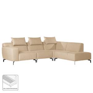 Ecksofa Manot II Webstoff - Beige - Ottomane davorstehend rechts - Sitztiefenverstellung