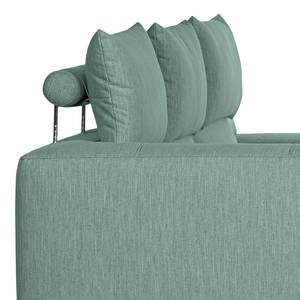 Canapé d’angle Manot II Tissu - Gris menthe - Méridienne longue à gauche (vue de face) - Avec réglage de la profondeur d'assise