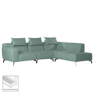 Ecksofa Manot II Webstoff - Mintgrau - Ottomane davorstehend rechts - Relaxfunktion