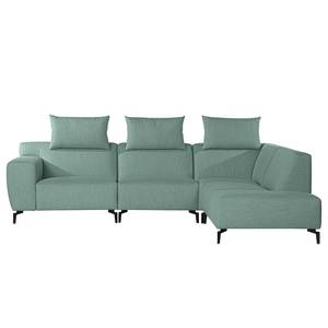 Ecksofa Manot II Webstoff - Mintgrau - Ottomane davorstehend rechts - Relaxfunktion