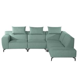 Ecksofa Manot II Webstoff - Mintgrau - Ottomane davorstehend rechts - Relaxfunktion