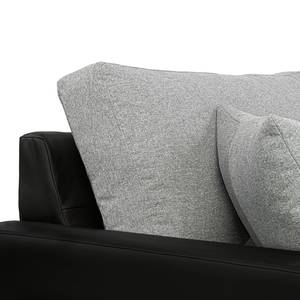 Canapé d’angle Winder Imitation cuir / Tissu - Noir / Gris clair - Méridienne courte à droite (vue de face)