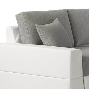 Canapé d’angle Winder Imitation cuir / Tissu - Blanc / Gris clair - Méridienne courte à droite (vue de face)