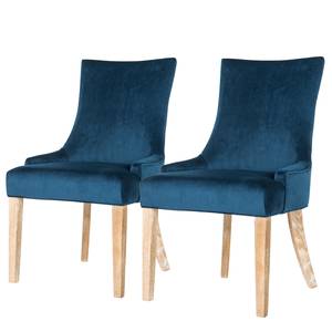 Chaises Lester III (lot de 2) Velours /Bouleau massif - Bleu cobalt / Bouleau