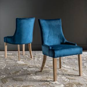 Chaises Lester III (lot de 2) Velours /Bouleau massif - Bleu cobalt / Bouleau