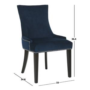 Gestoffeerde stoelen Lester II (2 stuk) fluweel/massief berkenhout - espressokleurig - Marineblauw