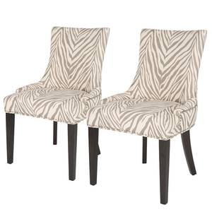 Gestoffeerde stoelen Lester V (2 stuk) geweven stof/massief berkenhout - grijs zebrapatroon/espressokleurig