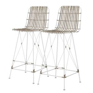 Chaises de bar Campania (lot de 2) Rotin / Métal - Gris vieilli