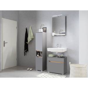 Meuble sous lavabo Tiberio II Gris quartz mat / Imitation chêne Riviera - Gris mat