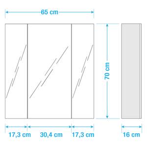 Spiegelkast Tiberio inclusief verlichting - Mat grijs - Breedte: 65 cm