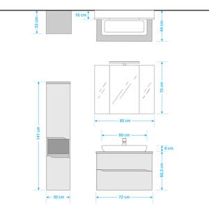 Salle de bain Tiberio VII (3 éléments) Avec éclairage - Gris quartz mat / Imitation chêne Riviera