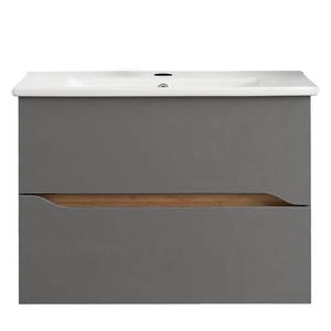 Mobile con lavabo Tiberio II Grigio quarzo opaco / Effetto rovere - Grigio opaco