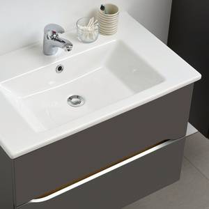 Mobile con lavabo Tiberio II Grigio quarzo opaco / Effetto rovere - Grigio opaco