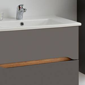 Mobile con lavabo Tiberio II Grigio quarzo opaco / Effetto rovere - Grigio opaco