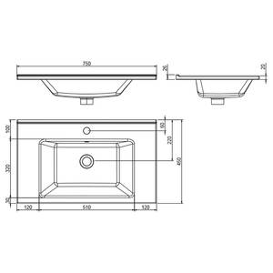 Wastafel Tiberio II mat kwartsgrijs/Riviera eikenhouten look - Mat grijs