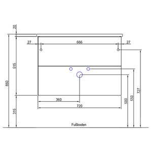 Wastafel Tiberio II mat kwartsgrijs/Riviera eikenhouten look - Mat grijs