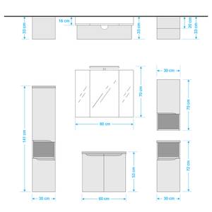 Badezimmerset Tiberio II (5-teilig) Inklusive Beleuchtung - Quarzgrau Matt / Eiche Riviera Dekor