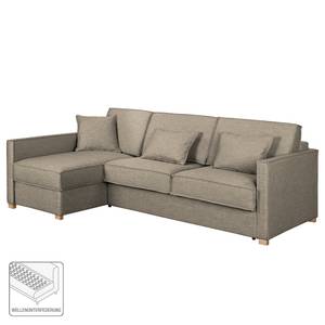 Ecksofa Posio Webstoff - Matt Sandgrau - Longchair davorstehend links