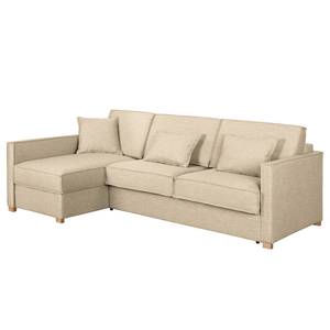 Hoekbank Posio geweven stof - Beige - Longchair vooraanzicht links