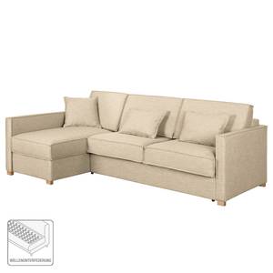 Hoekbank Posio geweven stof - Beige - Longchair vooraanzicht links