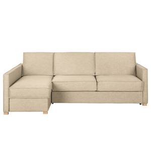 Hoekbank Posio geweven stof - Beige - Longchair vooraanzicht links