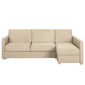 Ecksofa Posio Webstoff - Beige - Longchair davorstehend rechts