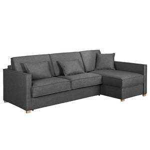 Ecksofa Posio Webstoff - Dunkelgrau - Longchair davorstehend rechts